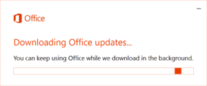 This is the window you'll see while office updates are downloading.