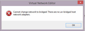 VMWare Cannot change Bridged network settings