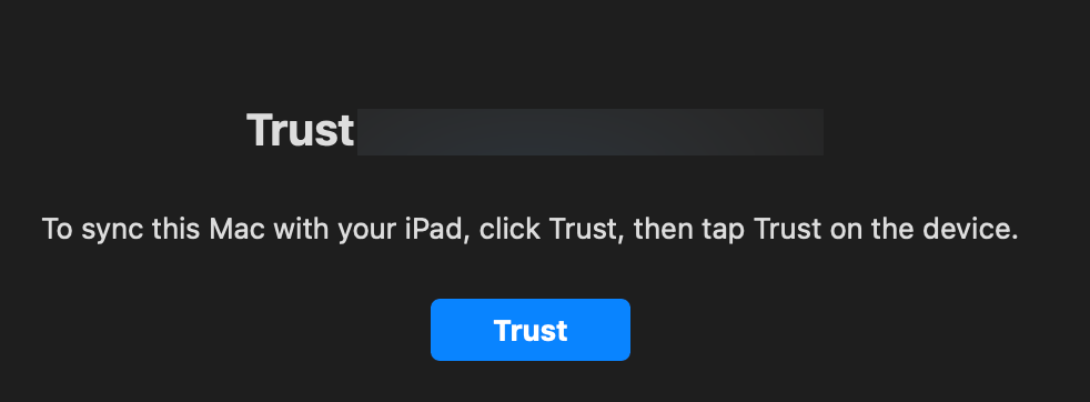 Trust iPad Button - Found in Finder